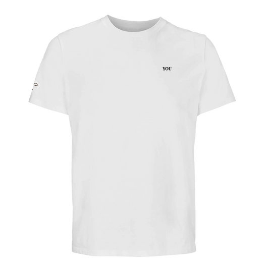 Lettre T shirt wit met initialen voor aanzicht 