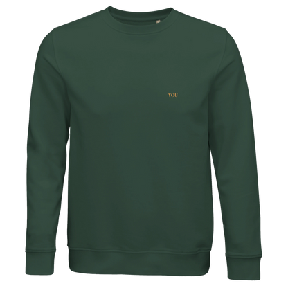 Lettre crewneck sweater groen met initialen voor aanzicht 