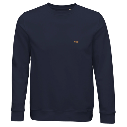 Lettre crewneck sweater oxford navy met initialen voor aanzicht 