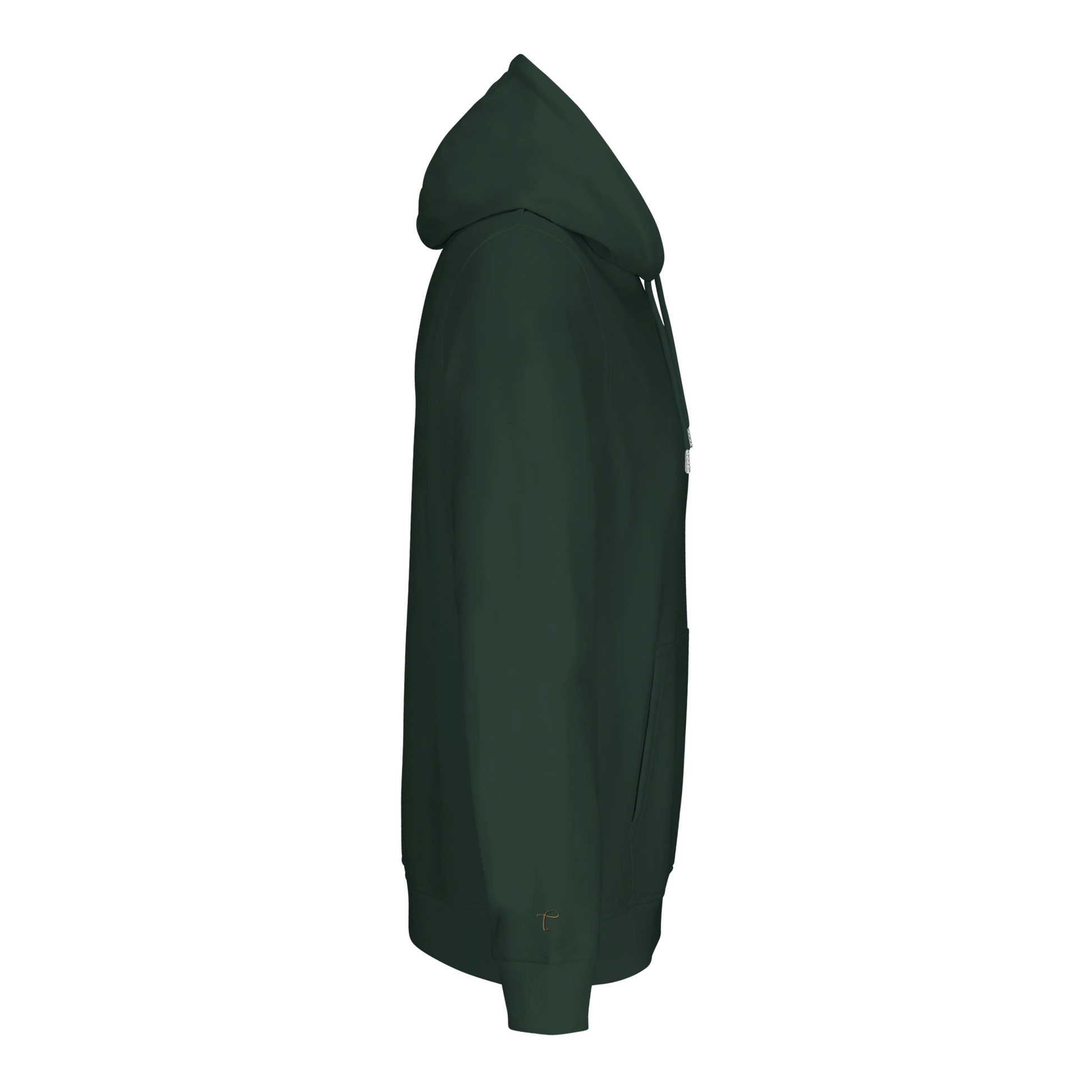 Lettre hoodie groen met initialen zij aanzicht 