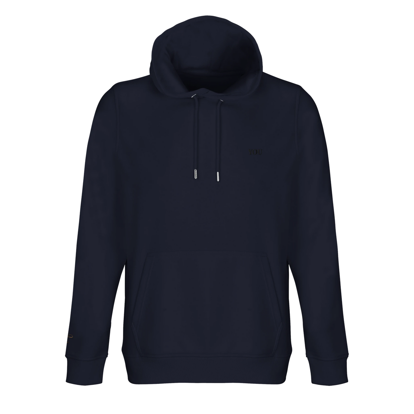 Lettre hoodie navy met initialen voor aanzicht 