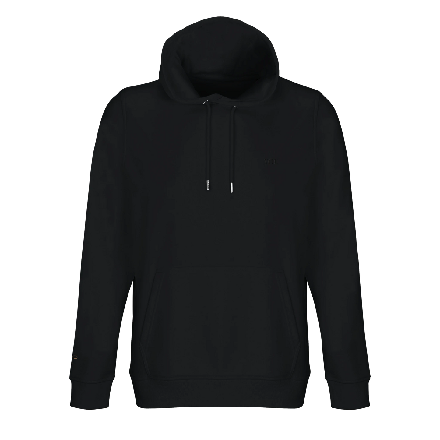 Lettre hoodie zwart met initialen voor aanzicht 